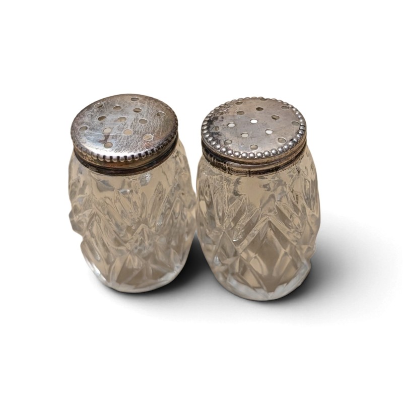 Sel et poivre en cristal et argent 800