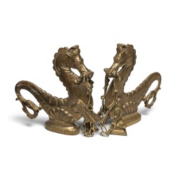 Paire de têtes de gondoles en laiton