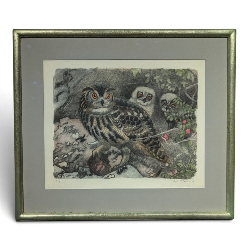 Gravure "Aire de Grands-ducs" signée HAINARD