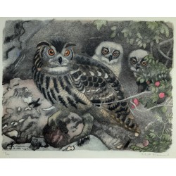 Gravure "Aire de Grands-ducs" signée HAINARD
