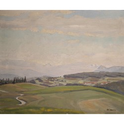 Tableau "Campagne genevoise" signé Chr ZWAHLEN