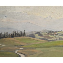 Tableau "Campagne genevoise" signé Chr ZWAHLEN