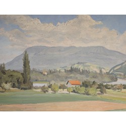 Tableau "Campagne genevoise" signé Chr ZWAHLEN