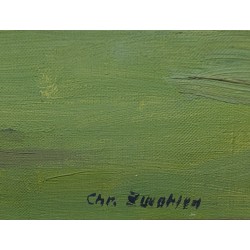 Tableau "Campagne genevoise" signé Chr ZWAHLEN