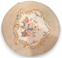 Tapisserie Aubusson ronde "fleurs"