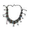 Collier en métal argenté et turquoise