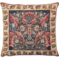 Coussin "Corinthe rouge" sur fond bleu