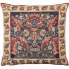 Coussin "Corinthe rouge" sur fond bleu