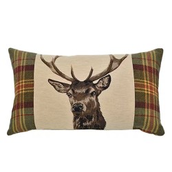 Coussin allongé "Cerf et tartan"
