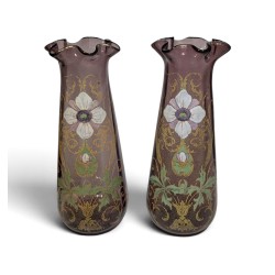 Paire de vase LEGRAS en verre émaillé