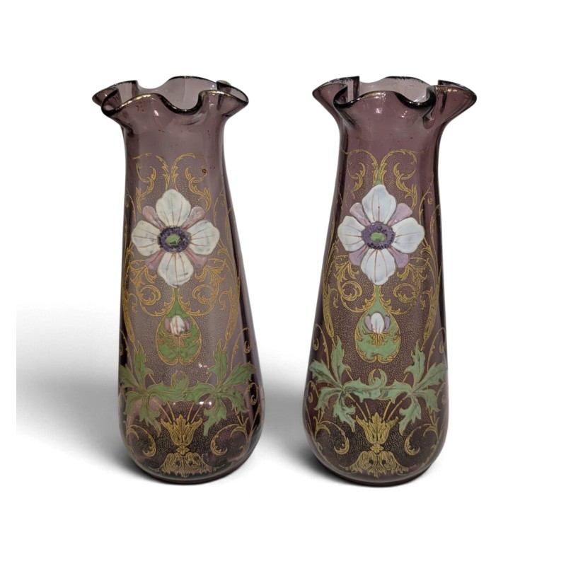 Paire de vase LEGRAS en verre émaillé