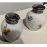 Paire de salières en porcelaine et argent 925