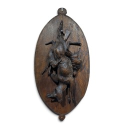 Panoplie Chamois, perdrix et lièvre en noyer