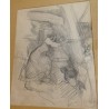  Dessin "Femme au pressoir" signé O. VAUTIER sur  Moinat SA  - Antiquités décoration
