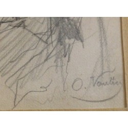  Dessin "Femme au pressoir" signé O. VAUTIER sur  Moinat SA  - Antiquités décoration