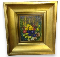 Huile sur toile marouflée "Bouquet de Fleurs"