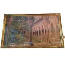 Pastel "Cloître de Moissac" signé E. FOREL