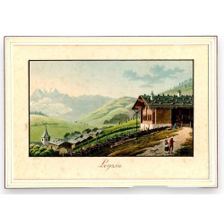 Stich „Cure de Leysin“, signiert WEIBEL.  bei Moinat SA  – Antiquitäten und Dekoration –  Stiche, Lithografien