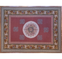 Tapis Aubusson fond rouge, dessin 25-B