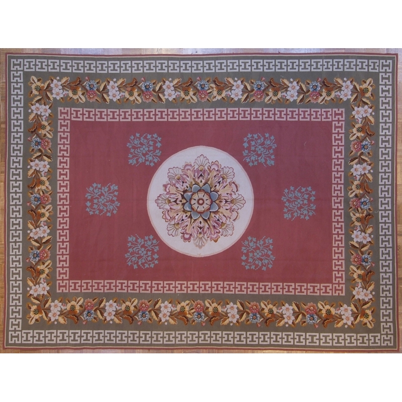 Tapis Aubusson fond rouge, dessin 25-B