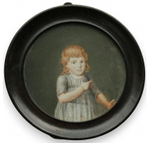 Miniature "Jeune fille" cadre en bois