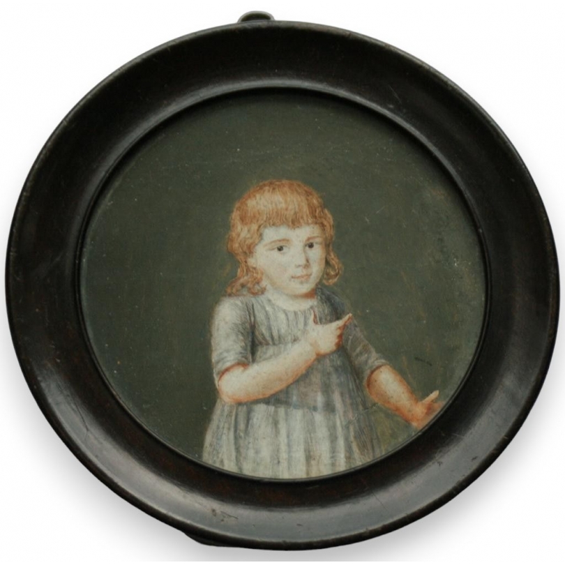 Miniature "Jeune fille" cadre en bois