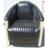 Fauteuil Club DC3 en alu et cuir noir