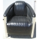 Fauteuil Club DC3 en alu et cuir noir