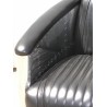 Fauteuil Club DC3 en alu et cuir noir