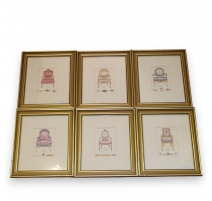 Suite de 6 reproductions de gravures "Fauteuils"