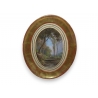Grande table vitrine en acajou