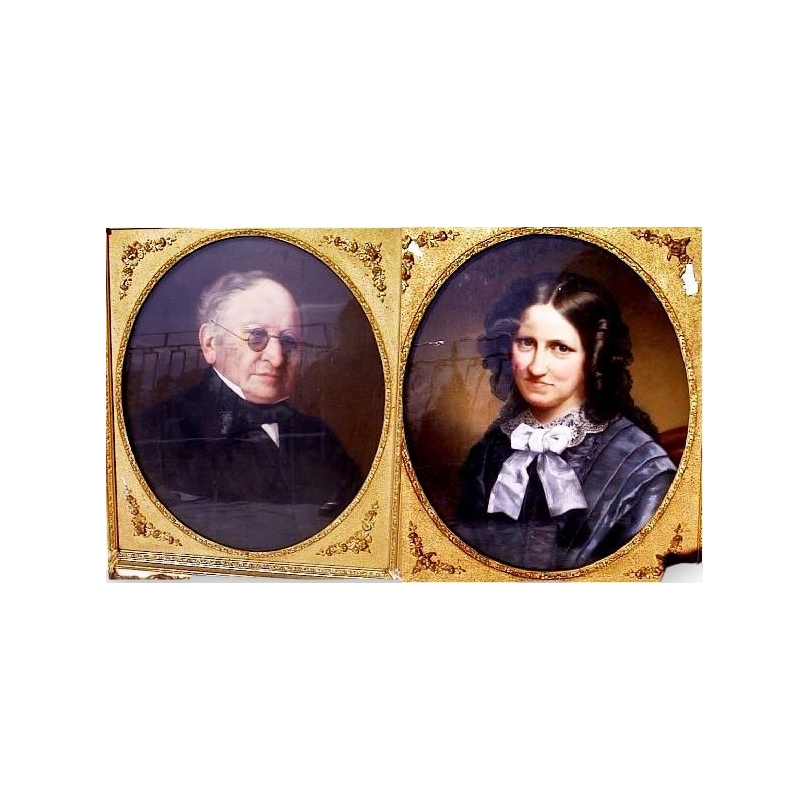 Pastel «Par de retratos».  en Moinat SA  - Antigüedades y decoración -  Gouaches, acuarelas, pasteles