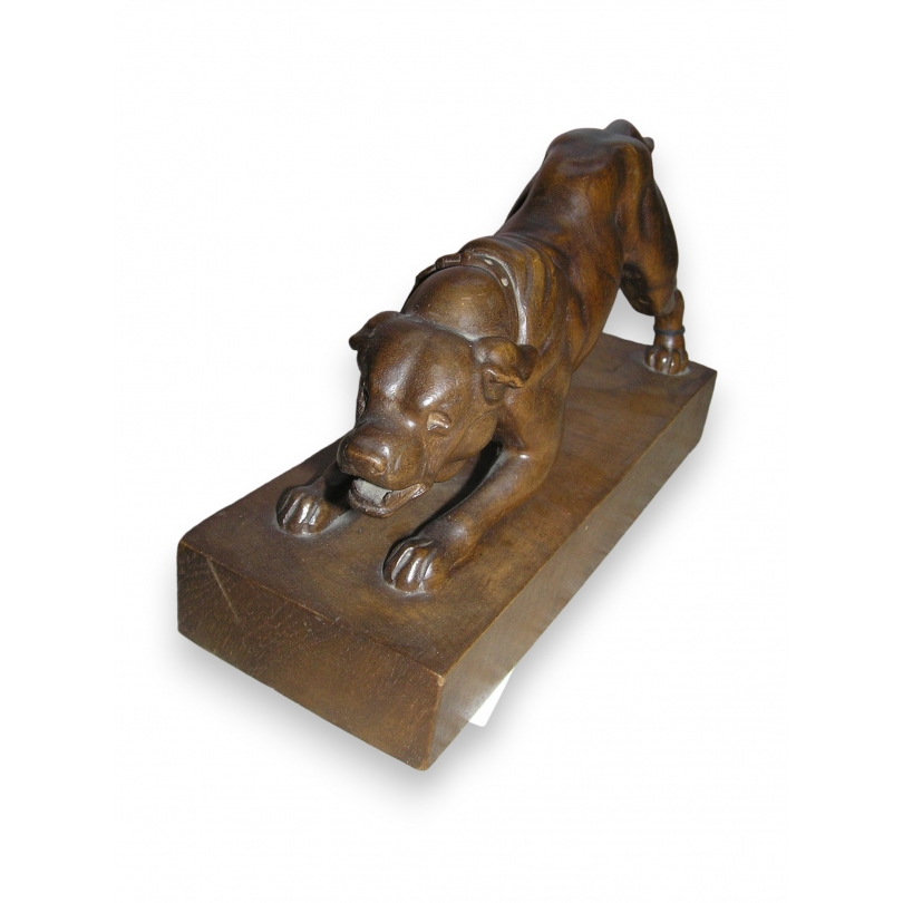  Sculpture en bois "Chien" signée E. sur  Moinat SA  - Antiquités décoration