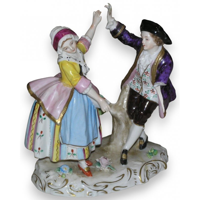 'Woman and Man' statue, in porcelain, by Moinat SA – Antiques and decorative items