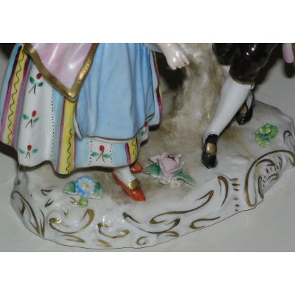 'Woman and Man' statue, in porcelain, by Moinat SA – Antiques and decorative items