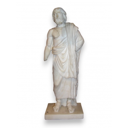 Statue en marbre blanc, tête d\'époque grecque