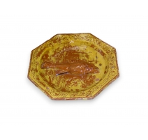 Assiette octogonale "Poisson" en terre cuite