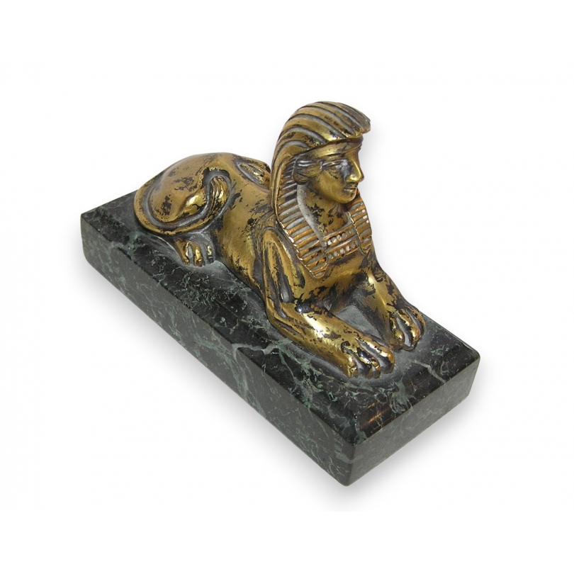 Bronze "Sphinx" sur socle en marbre vert