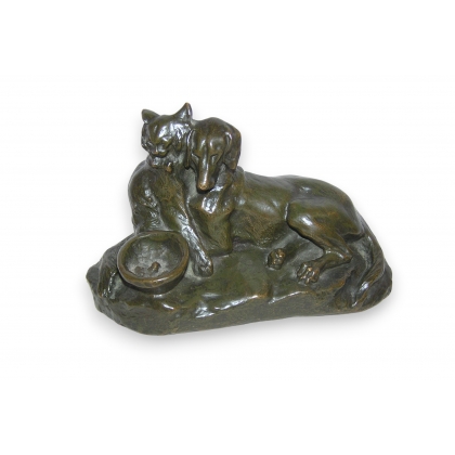Bronze "Dog-Cat", signed T. CARTIER