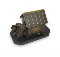Bronze "Chien" avec niche en marbre noir