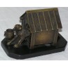 Bronze \"Chien\" avec niche en marbre noir