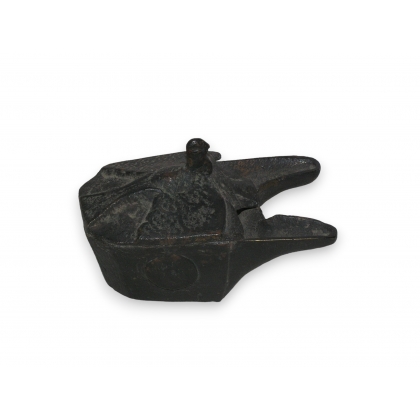 Lampe à huile en bronze, décor colombe