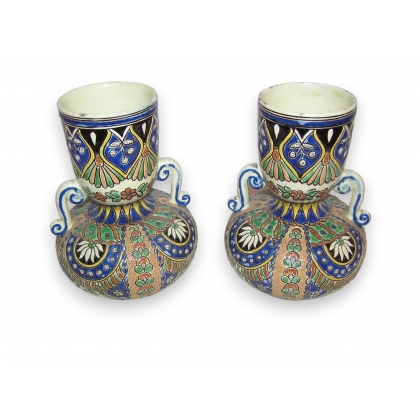  Paire de vases de Thoune, décor émaillé sur  Moinat SA  - Antiquités décoration