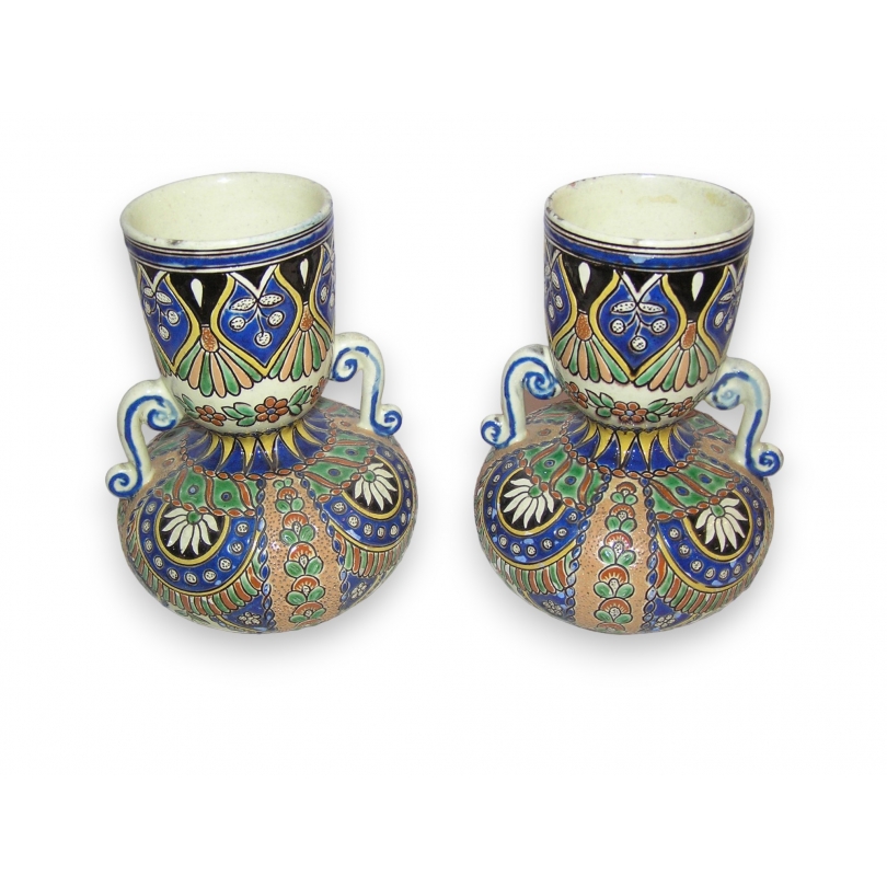  Paire de vases de Thoune, décor émaillé sur  Moinat SA  - Antiquités décoration