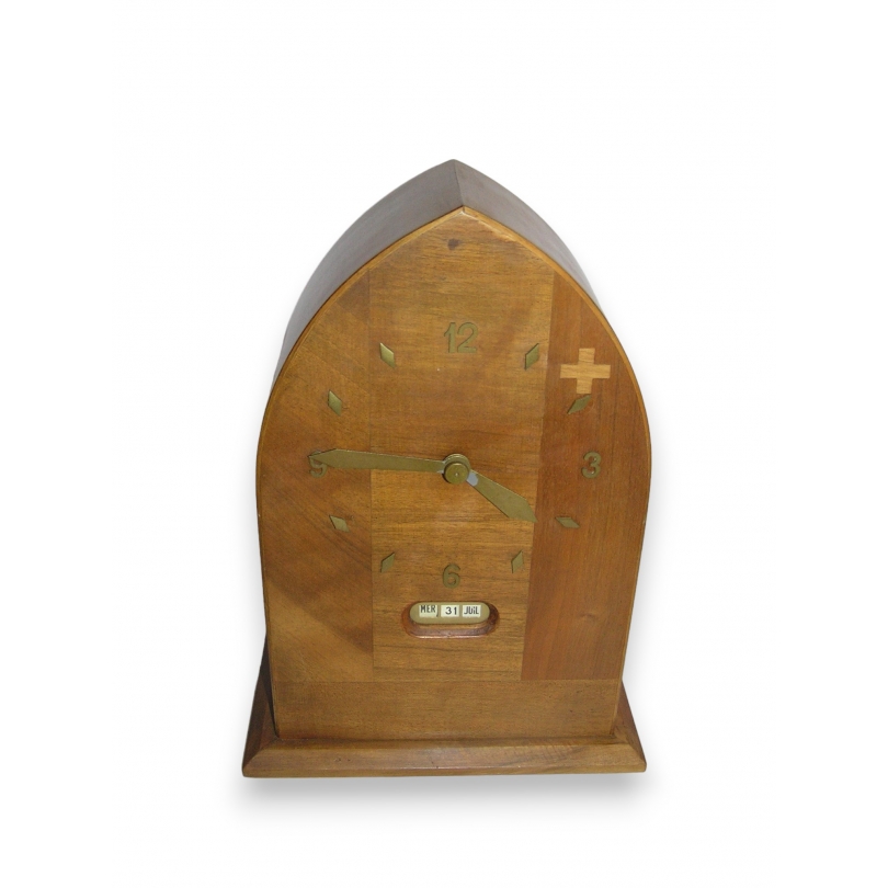 Art Deco walnut clock-cum-moneybox from Moinat SA – Antiques and home décor