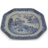 Plat en porcelaine, décor bleu/blanc