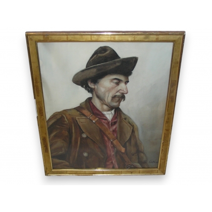 Aquarelle "Le Postier", signée M.  sur Moinat SA  - Antiquités décoration -  Gouaches, Aquarelles, Pastels