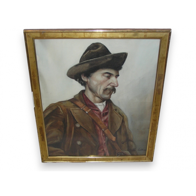 Aquarelle "Le Postier", signée M.  sur Moinat SA  - Antiquités décoration -  Gouaches, Aquarelles, Pastels
