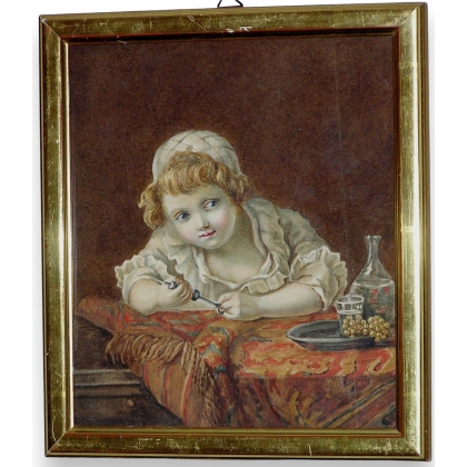 Aquarelle "Charlotte Van Muyden" signée  sur Moinat SA  - Antiquités décoration -  Gouaches, Aquarelles, Pastels