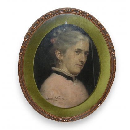 Huile sur toile portrait de femme